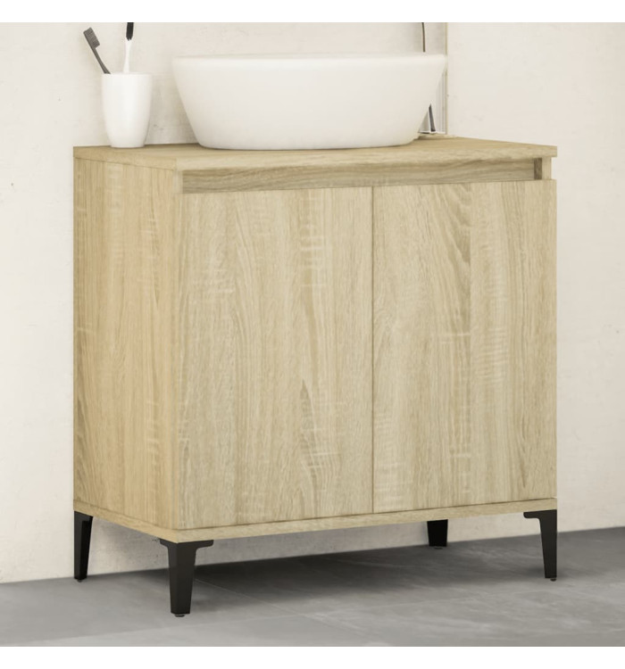 Meuble d'évier chêne sonoma 58x33x60 cm bois d'ingénierie | Mobilier & Déco