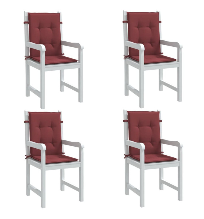 Coussins de chaise dossier bas lot de 4 rouge bordeaux mélangé | Mobilier & Déco
