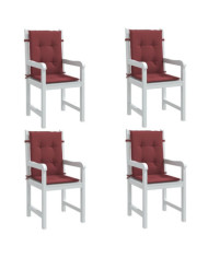 Coussins de chaise dossier bas lot de 4 rouge bordeaux mélangé | Mobilier & Déco