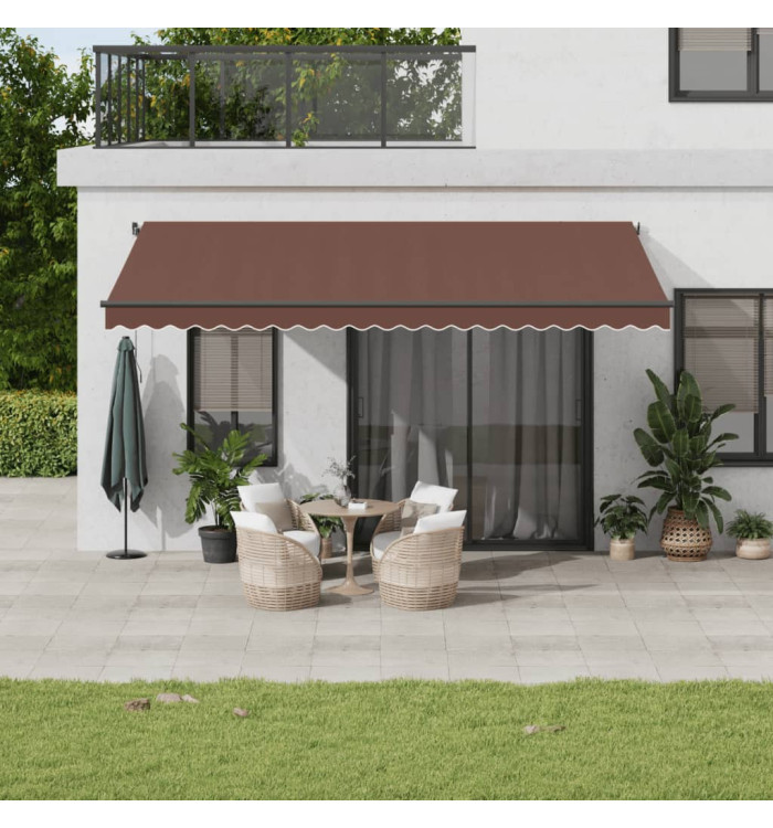 Auvent manuel rétractable avec LED marron 500x350 cm | Mobilier & Déco