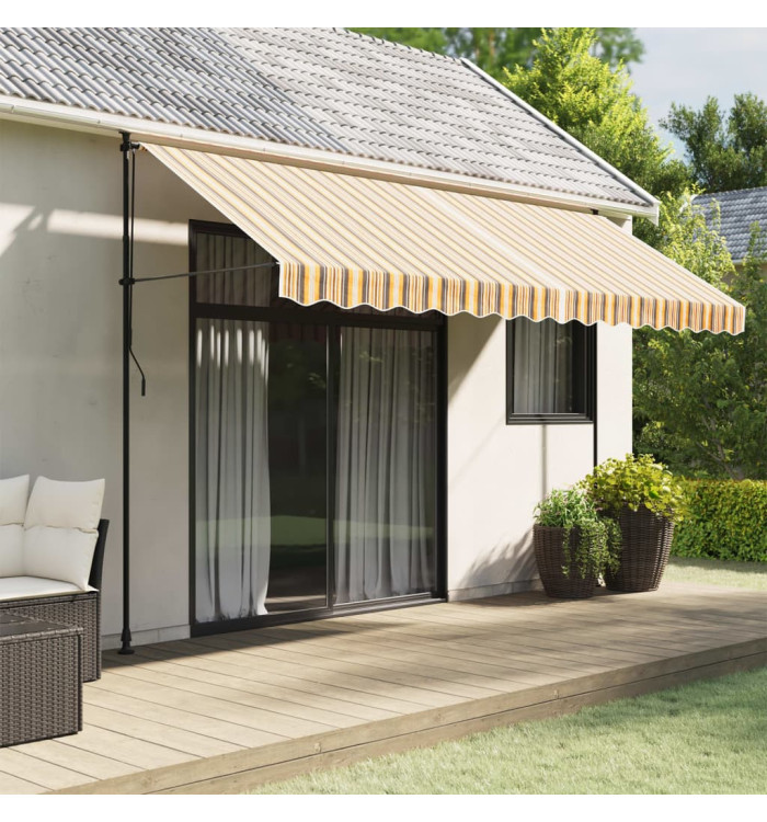 Tissu de remplacement de cantonnière d’auvent rayure jaune gris | Mobilier & Déco