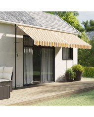 Tissu de remplacement de cantonnière d’auvent rayure jaune gris | Mobilier & Déco