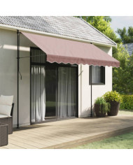 Tissu de remplacement de cantonnière d’auvent rayure marron 3 m | Mobilier & Déco