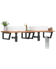 Étagère de vasque murale acier et bois massif de hêtre | Mobilier & Déco
