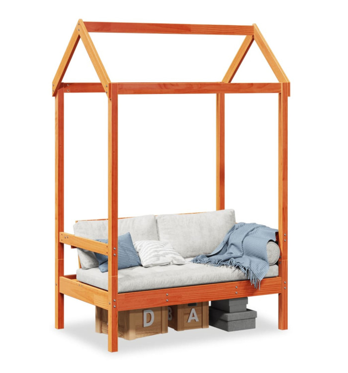 Banc avec toit cire marron 117,5x70x176,5 cm bois de pin massif | Mobilier & Déco