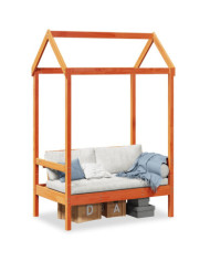 Banc avec toit cire marron 117,5x70x176,5 cm bois de pin massif | Mobilier & Déco