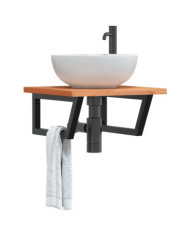 Étagère de vasque murale acier et bois massif de hêtre | Mobilier & Déco