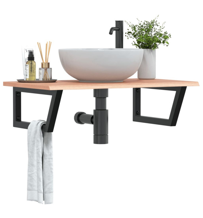 Étagère de vasque murale acier et bois de chêne massif | Mobilier & Déco