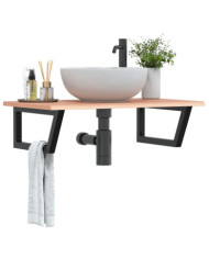Étagère de vasque murale acier et bois de chêne massif | Mobilier & Déco