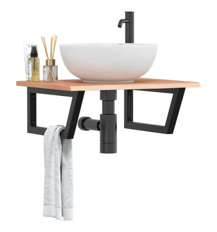 Étagère de vasque murale acier et bois de chêne massif | Mobilier & Déco