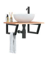 Étagère de vasque murale acier et bois de chêne massif | Mobilier & Déco