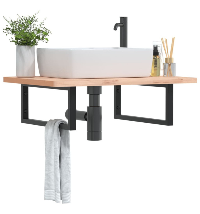 Supports d'étagères pour lavabo 2 pcs noir rectangulaire acier | Mobilier & Déco