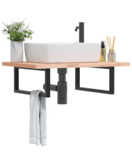 Supports d'étagères pour lavabo 2 pcs noir rectangulaire acier | Mobilier & Déco