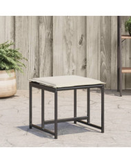 Tabourets de jardin avec coussins lot de 4 noir résine tressée | Mobilier & Déco