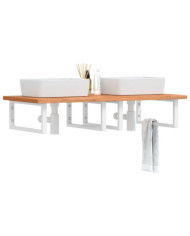Étagère de vasque murale acier et bois massif de hêtre | Mobilier & Déco