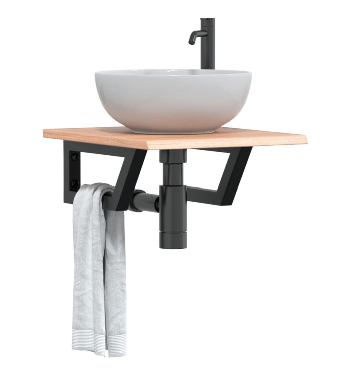 Étagère de vasque murale acier et bois de chêne massif | Mobilier & Déco