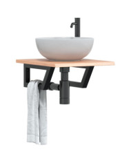 Étagère de vasque murale acier et bois de chêne massif | Mobilier & Déco