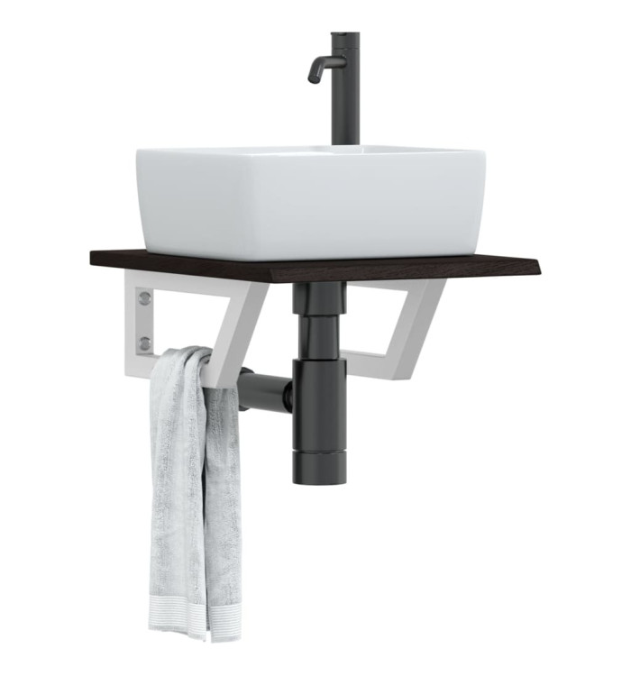 Étagère de vasque murale acier et bois de chêne massif | Mobilier & Déco