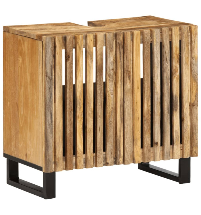 Armoire lavabo de salle de bain 62x34x58cm manguier massif brut | Mobilier & Déco