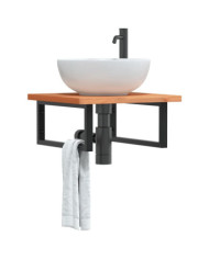 Étagère de vasque murale acier et bois massif de hêtre | Mobilier & Déco