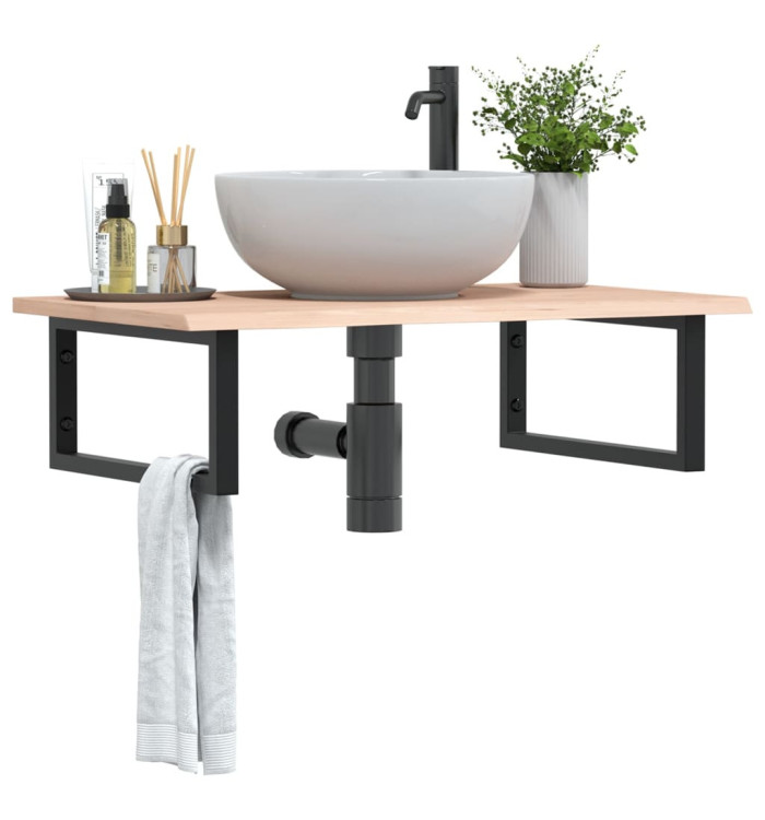 Étagère de vasque murale acier et bois de chêne massif | Mobilier & Déco