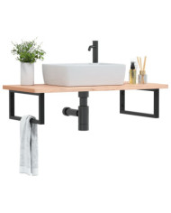 Étagère de vasque murale acier et bois massif de hêtre | Mobilier & Déco