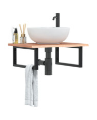 Étagère de vasque murale acier et bois de chêne massif | Mobilier & Déco