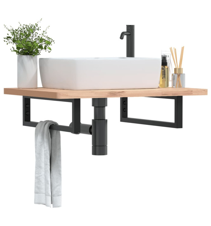 Supports d'étagères pour lavabo 2 pcs noir rectangulaire acier | Mobilier & Déco