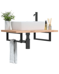 Supports d'étagères pour lavabo 2 pcs noir rectangulaire acier | Mobilier & Déco
