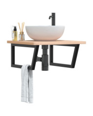 Étagère de vasque murale acier et bois massif de hêtre | Mobilier & Déco