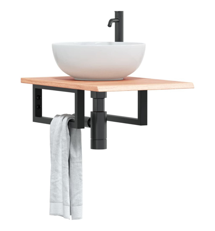 Étagère de vasque murale acier et bois de chêne massif | Mobilier & Déco