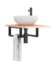 Étagère de vasque murale acier et bois de chêne massif | Mobilier & Déco