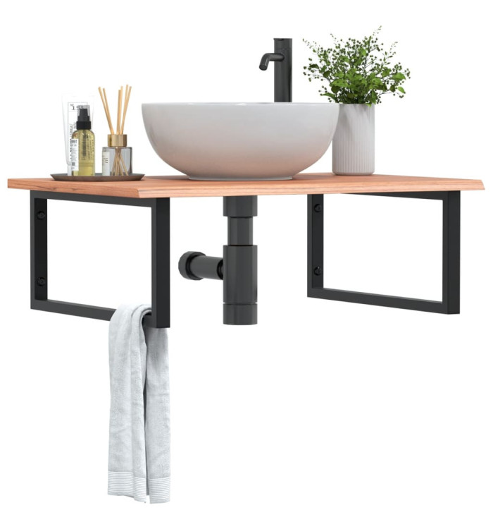 Étagère de vasque murale acier et bois de chêne massif | Mobilier & Déco