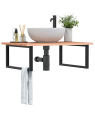 Étagère de vasque murale acier et bois de chêne massif | Mobilier & Déco