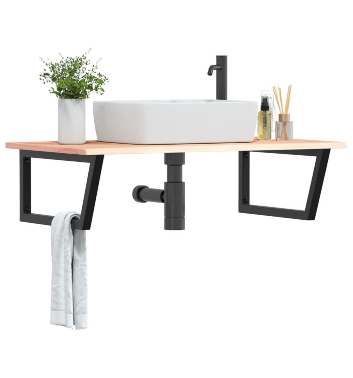 Étagère de vasque murale acier et bois de chêne massif | Mobilier & Déco