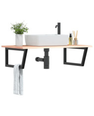 Étagère de vasque murale acier et bois de chêne massif | Mobilier & Déco