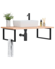 Étagère de vasque murale acier et bois massif de hêtre | Mobilier & Déco