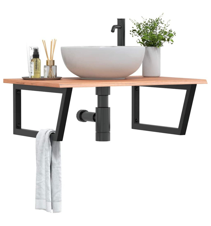 Étagère de vasque murale acier et bois de chêne massif | Mobilier & Déco