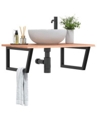 Étagère de vasque murale acier et bois de chêne massif | Mobilier & Déco