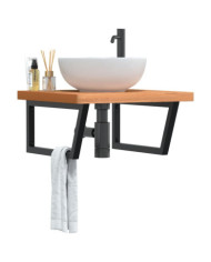 Étagère de vasque murale acier et bois massif de hêtre | Mobilier & Déco