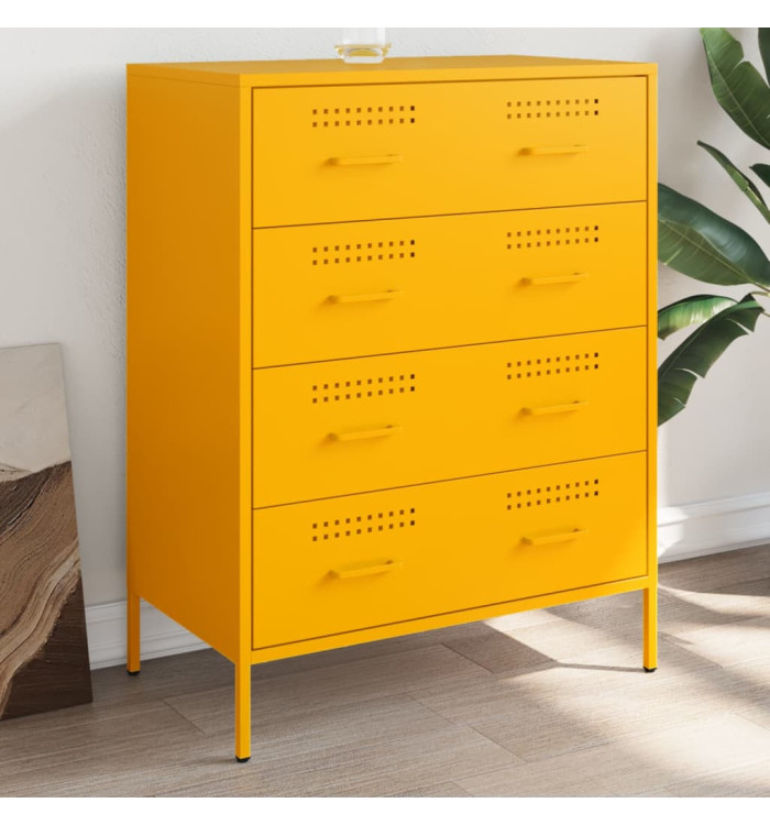 Buffet jaune moutarde 68x39x89 cm acier | Mobilier & Déco