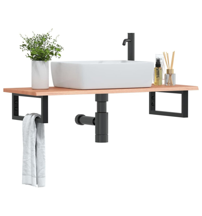 Étagère de vasque murale acier et bois de chêne massif | Mobilier & Déco