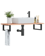 Étagère de vasque murale acier et bois de chêne massif | Mobilier & Déco