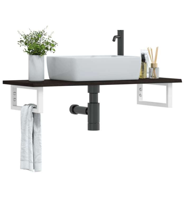 Étagère de vasque murale acier et bois de chêne massif | Mobilier & Déco