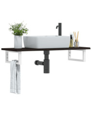 Étagère de vasque murale acier et bois de chêne massif | Mobilier & Déco