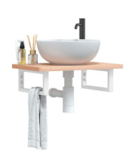 Étagère de vasque murale acier et bois massif de hêtre | Mobilier & Déco