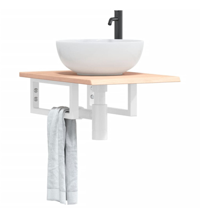 Étagère de vasque murale acier et bois de chêne massif | Mobilier & Déco