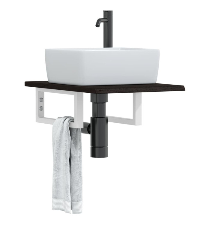 Étagère de vasque murale acier et bois de chêne massif | Mobilier & Déco