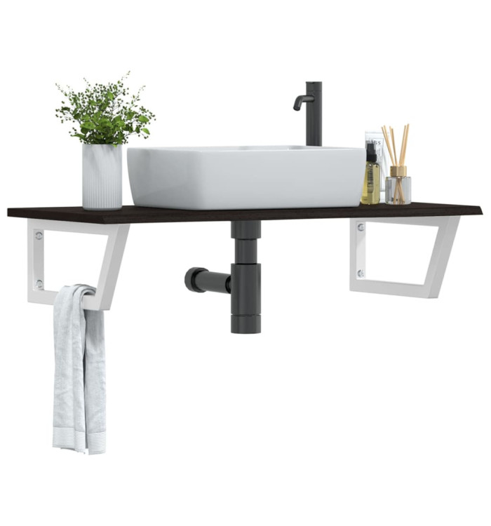 Étagère de vasque murale acier et bois de chêne massif | Mobilier & Déco
