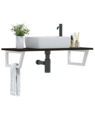 Étagère de vasque murale acier et bois de chêne massif | Mobilier & Déco